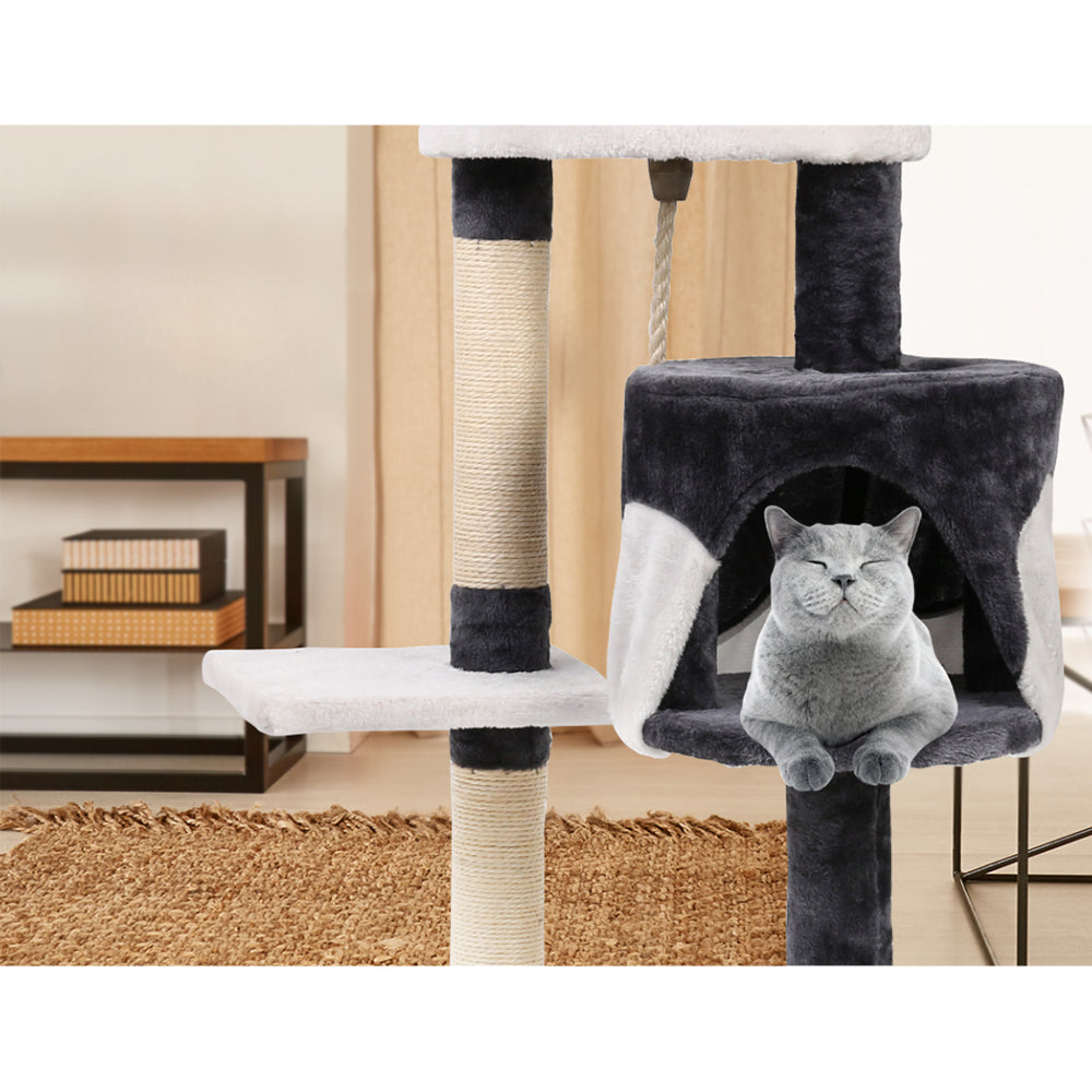 Cat Tree Scratching Post Tower House Furniture Wood Multi Level - 120cm