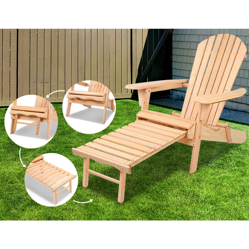 Outdoor Sun Chairs Patio Furniture Beach Lounger - Set of 2