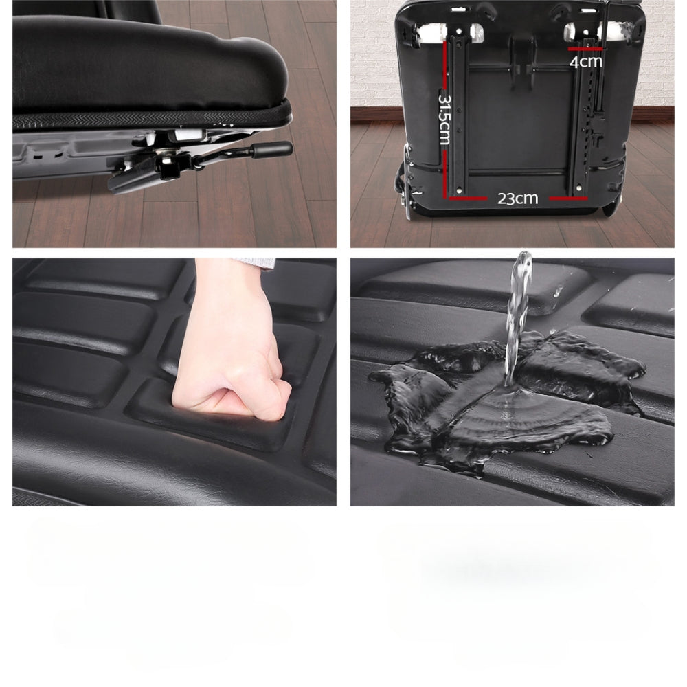 Universal Forklift Seat Excavator Truck Leather Backrest - Black