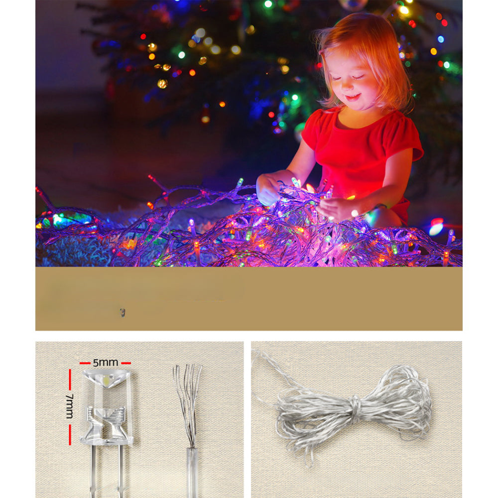 Solar Christmas Icicle Lights Outdoor Xmas Party Multicolour 500 LED - 20m