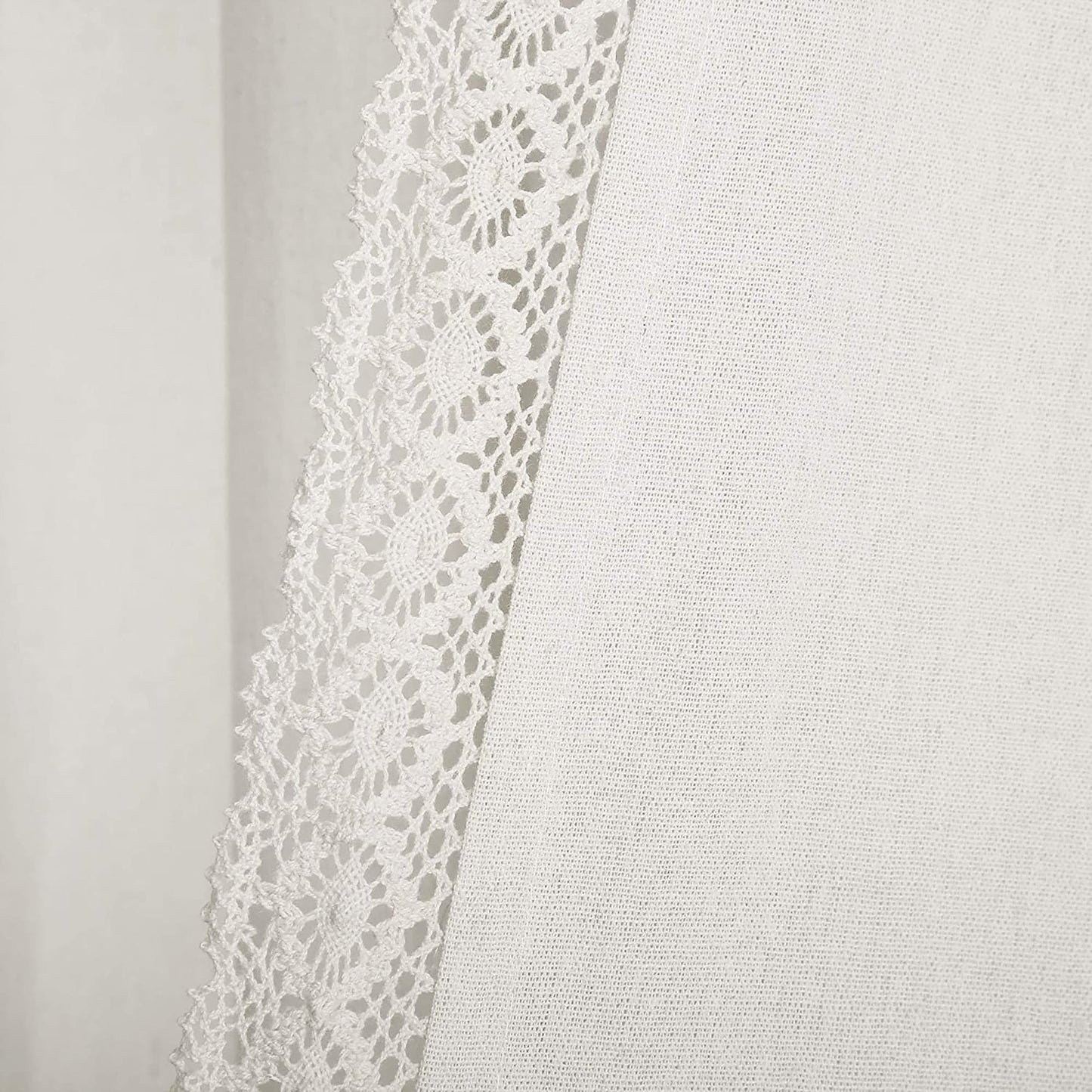 Rustic Farmhouse Style Window Curtain Panel Set 54 x 84 Inch - White