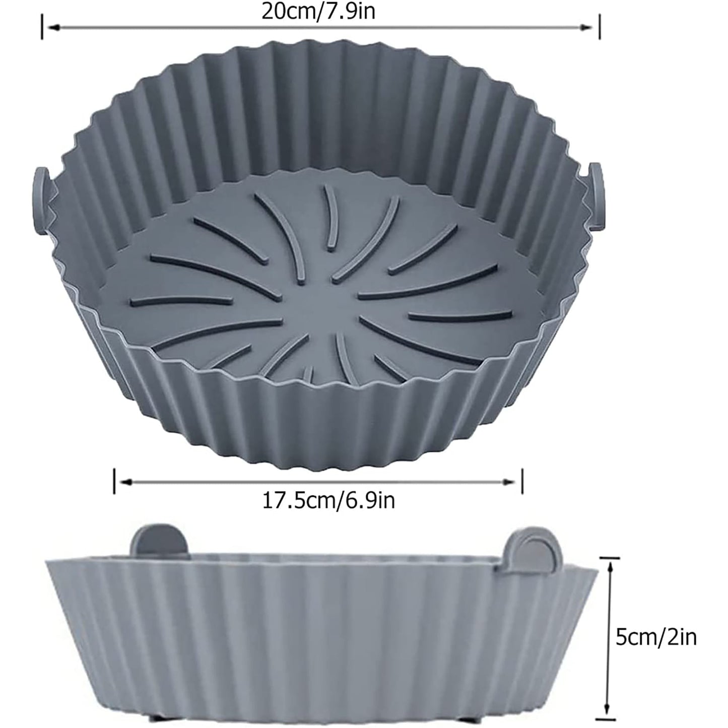 Air Fryer Reusable Non Stick Heat Resistant Silicone Pots 2 Pcs - Grey