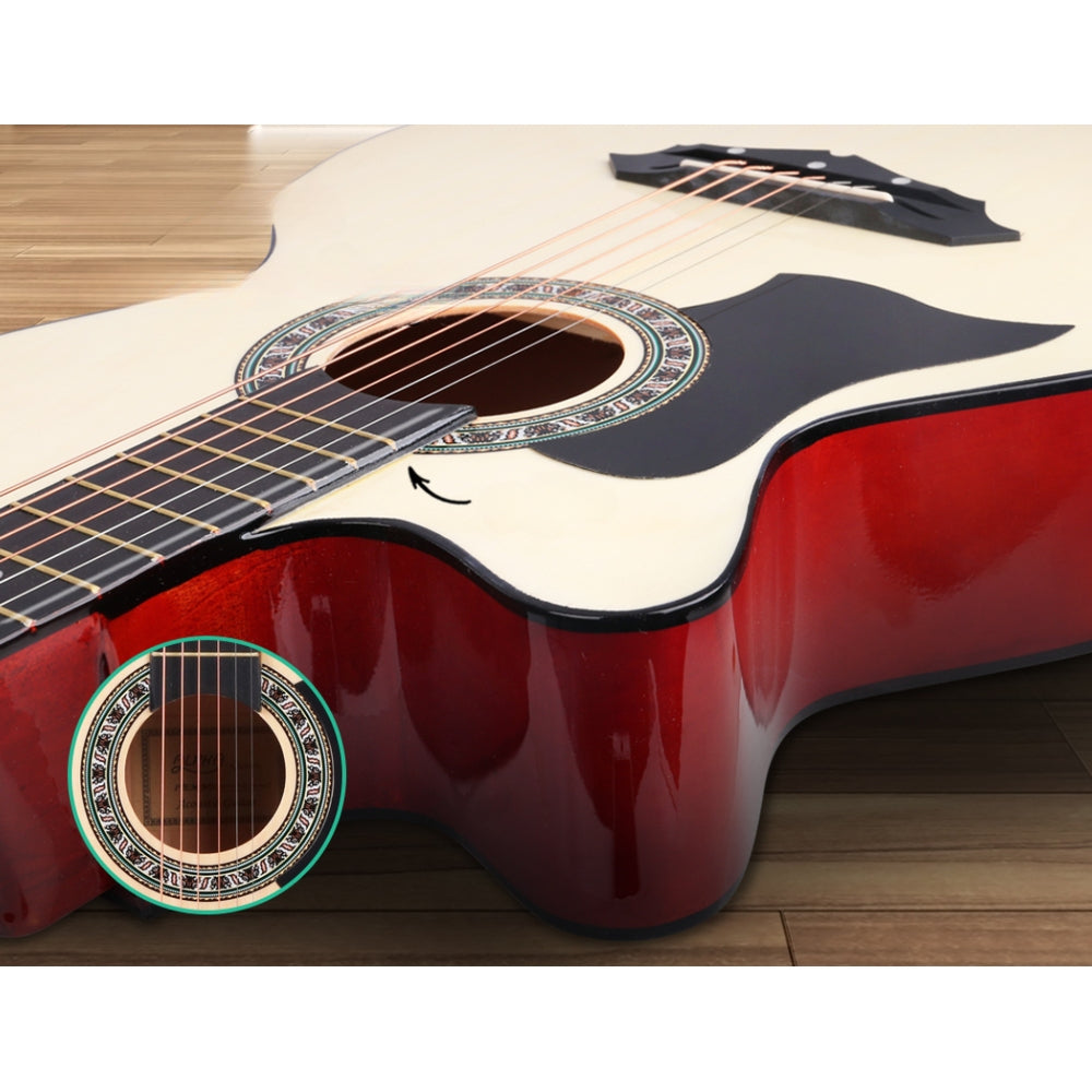 38 Inch Wooden Acoustic Guitar Left handed - Natural Wood