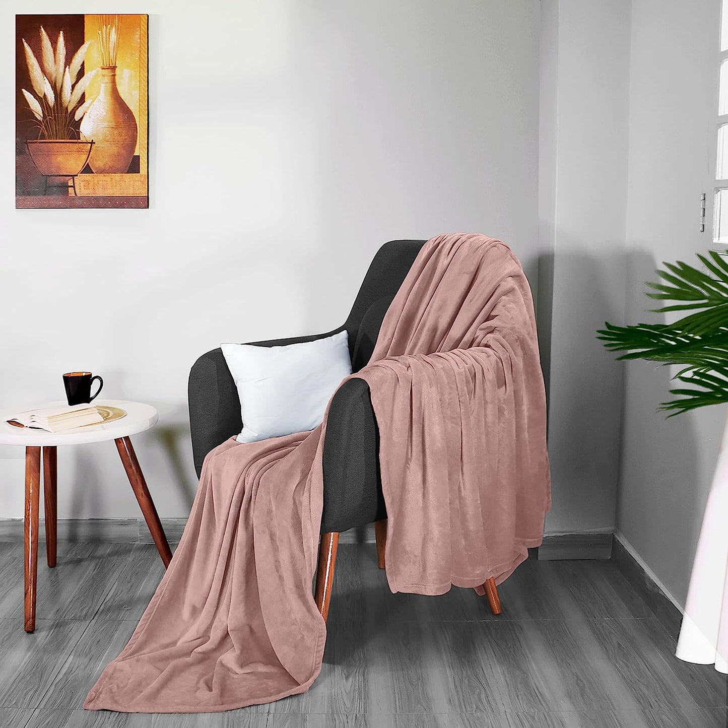 300GSM Microfibre Luxury Anti-Static Fuzzy Soft Fleece Blanket - Rose Pink