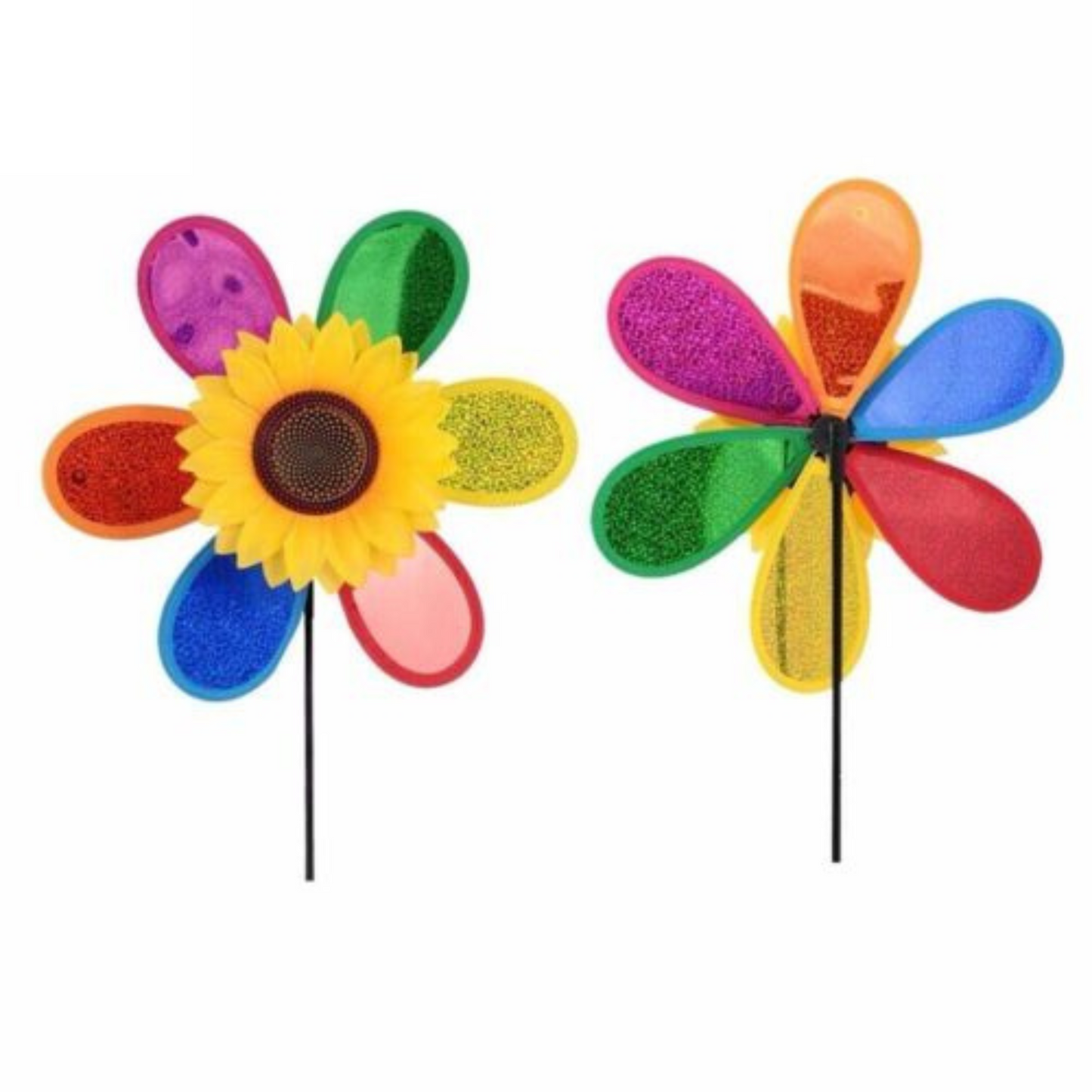 2pcs Colourful Sunflower Windmill Wind Spinner Pinwheel for Garden Yard Decor