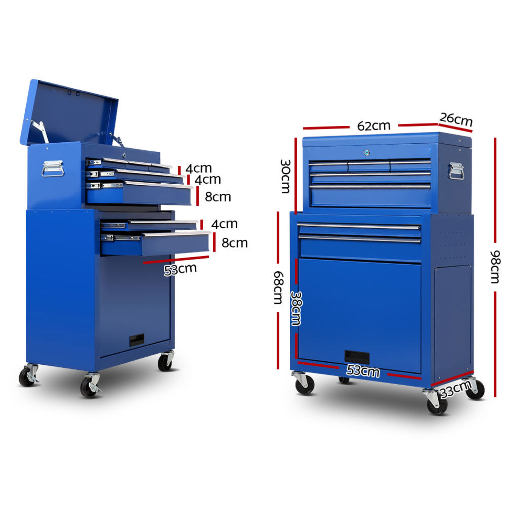Tool Cart Trolley Mechanic Steel Storage Organizer 7 Drawer - Blue