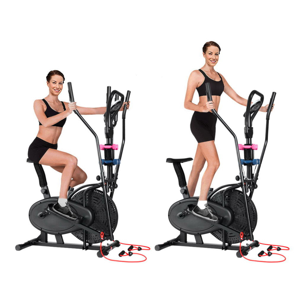 Elliptical Cross Trainer Exercise Bike Gym Fitness Machine Running Walking with Dumbbells - 6 in 1