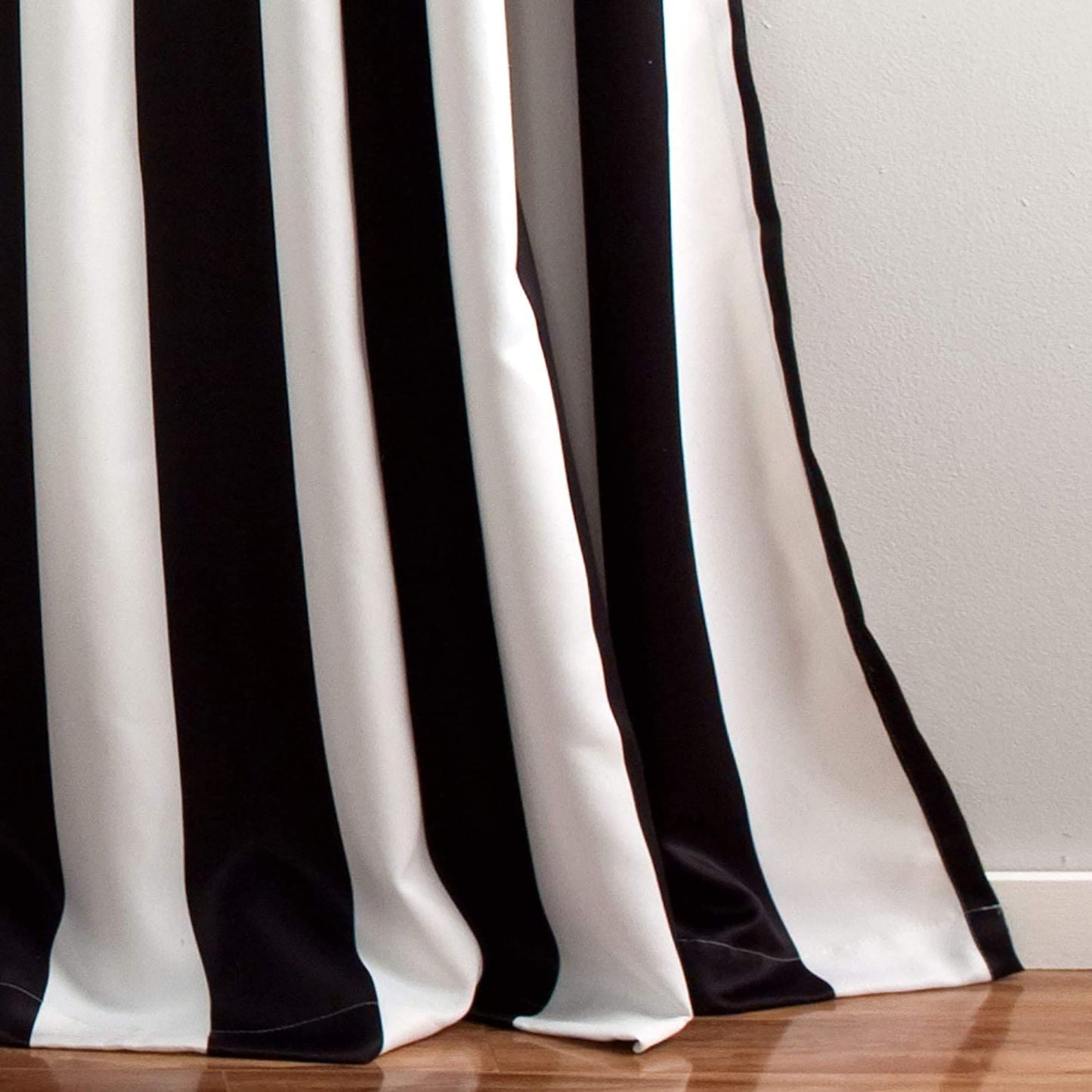 Stripe Energy Efficient Room Darkening Window Curtain Panel Set of 2 - Black