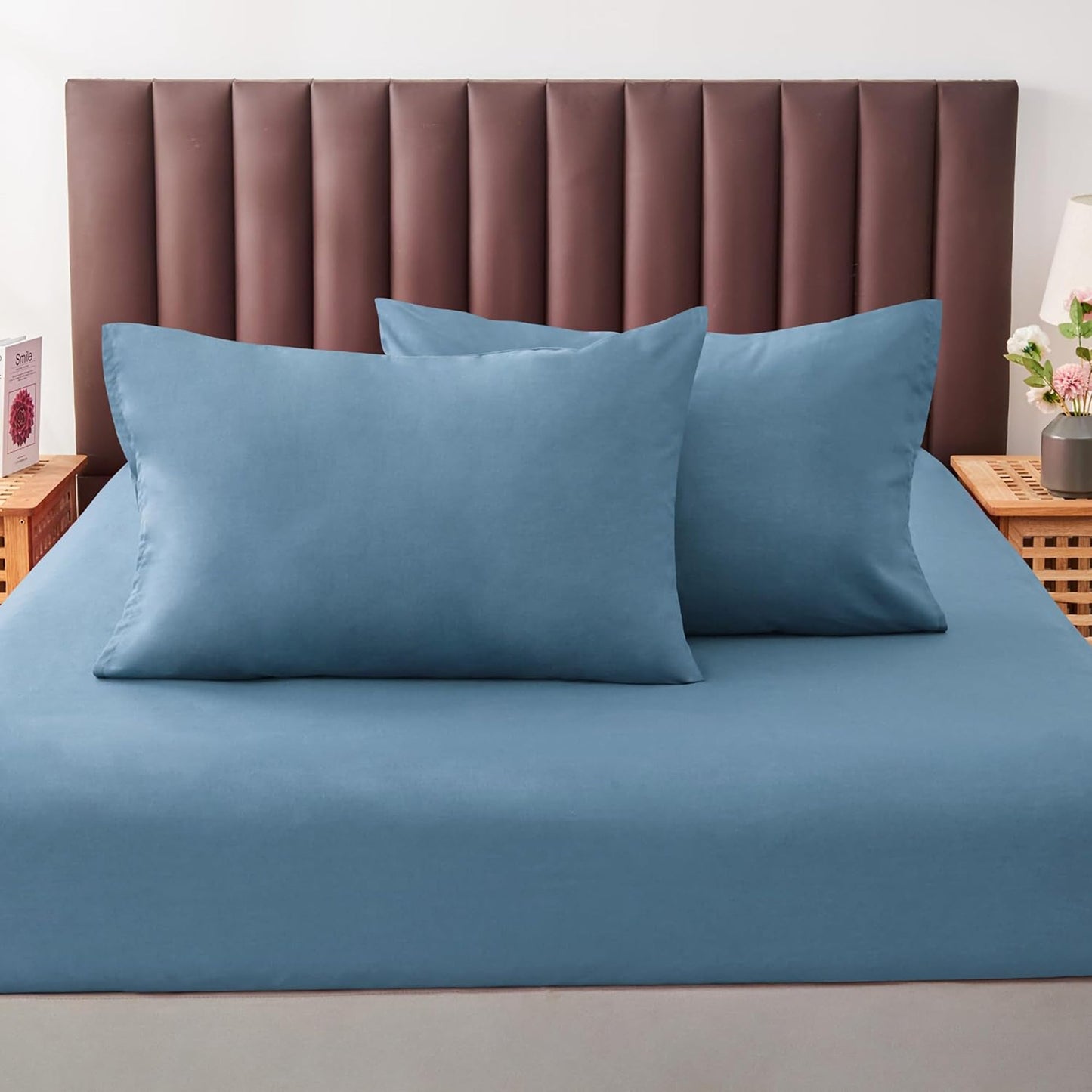 Envelope Closure Soft and Breathable 1000TC Cotton Blend Pillowcases - Dusty Blue