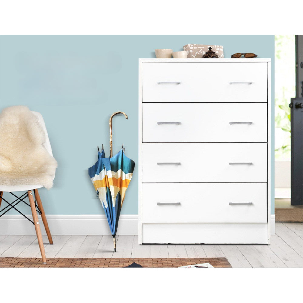 Tallboy 4 Drawers Storage Cabinet - White
