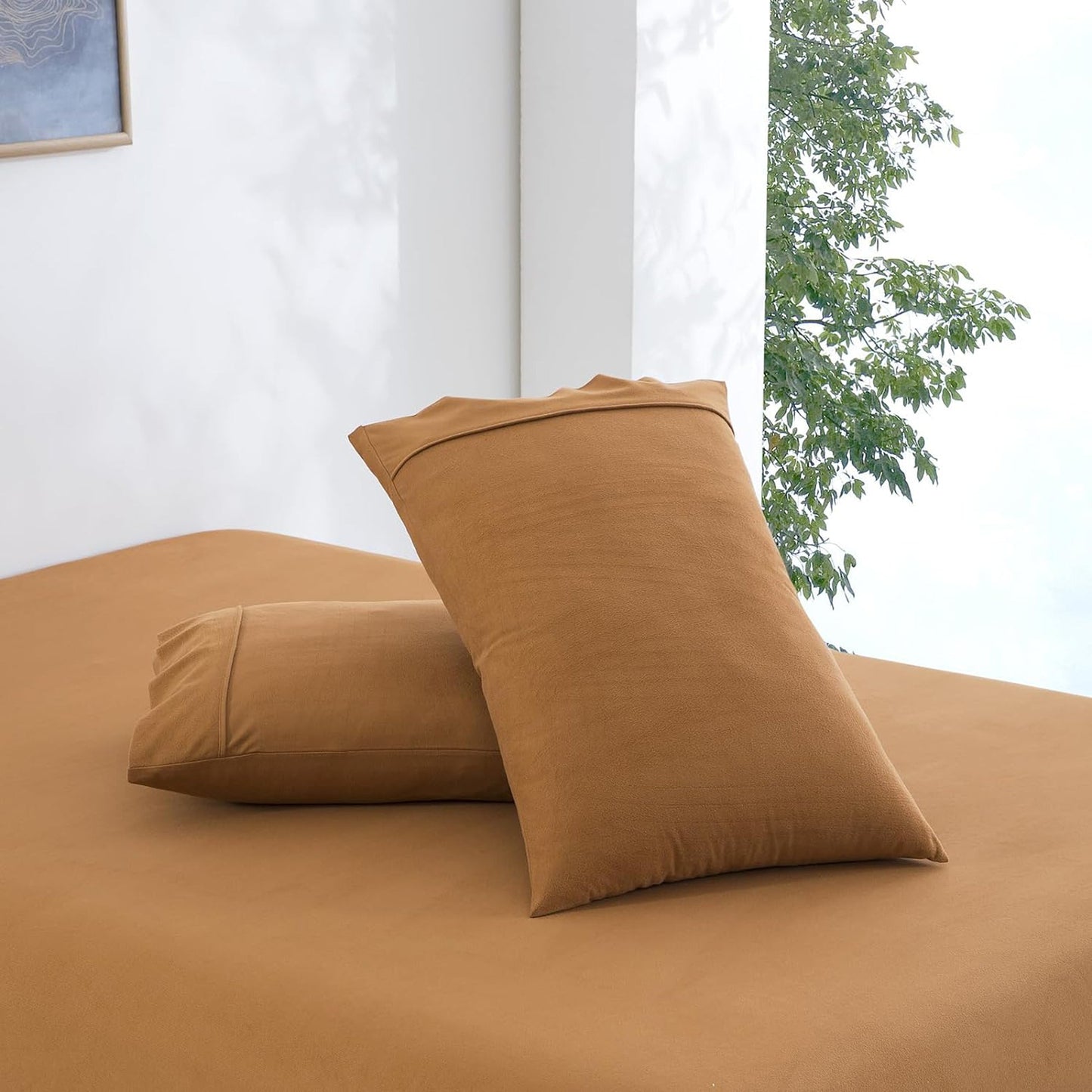 130 GSM Flannelette Soft Luxurious Micro Flannel Bed Sheet Set - Rust