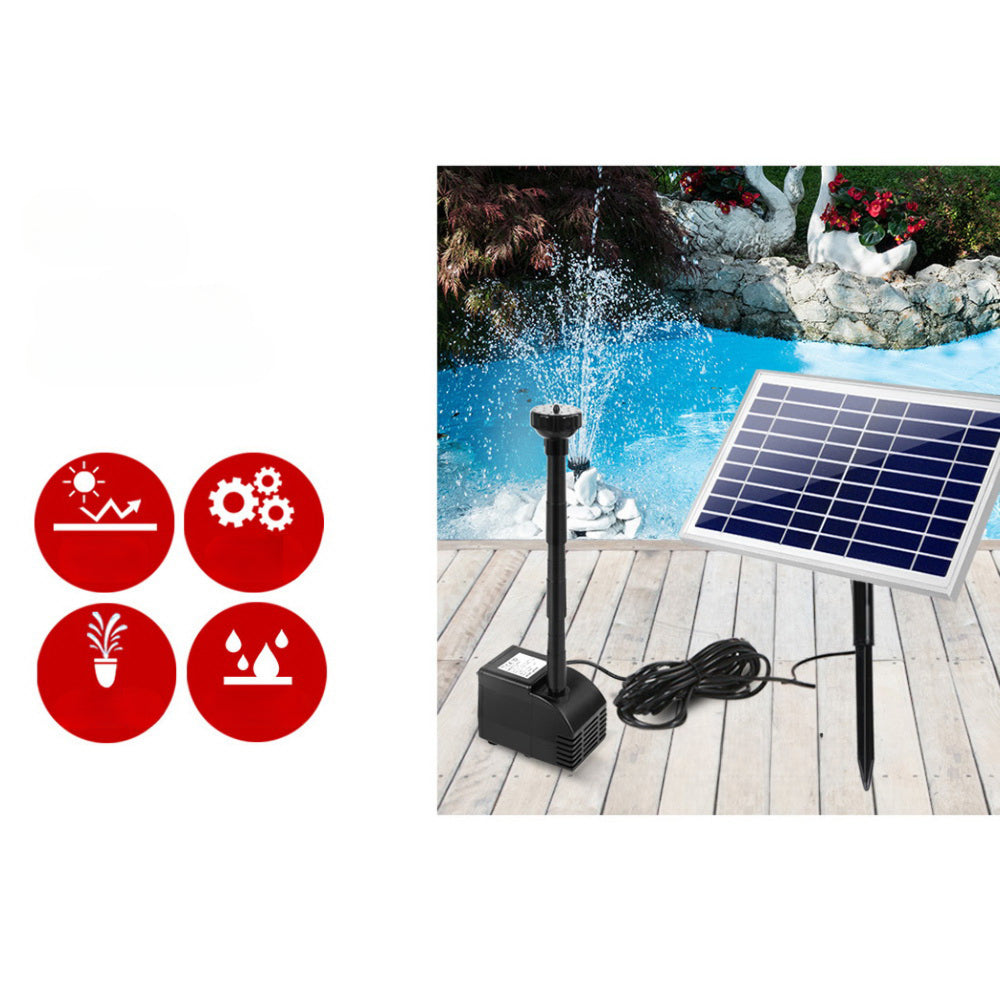 Solar Powered Water Fountain Pump Outdoor Submersible Filter - 6.6FT