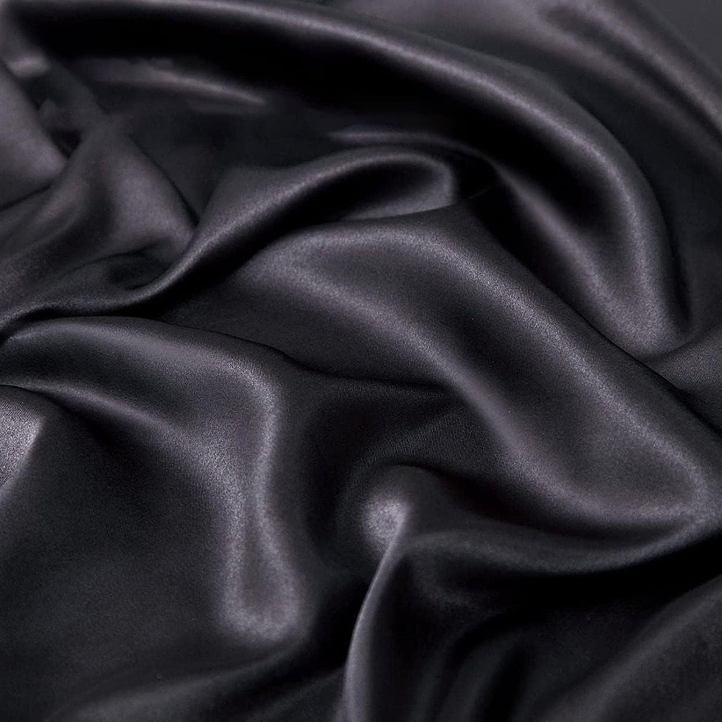 2000TC Microfibre Art Silk Satin Bedding Sheet Set - Black