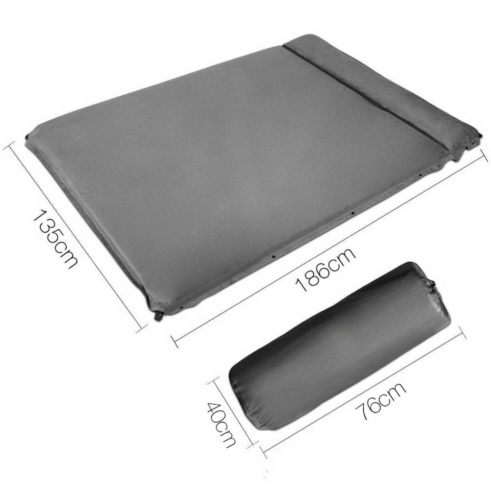 Camping Double Size Self Inflating Mattress - Grey
