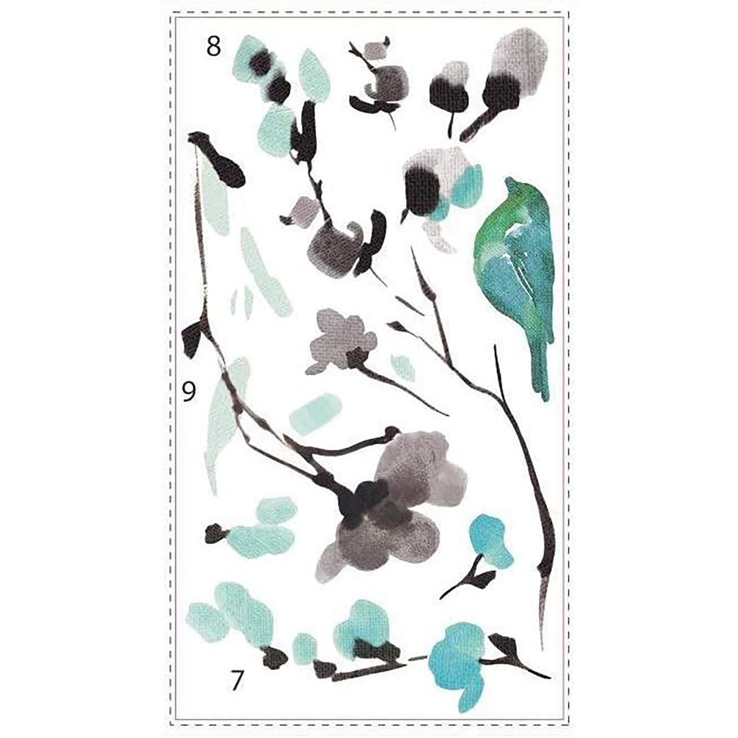 Blossom Watercolor Bird Branch Peel and Stick Wall Decal