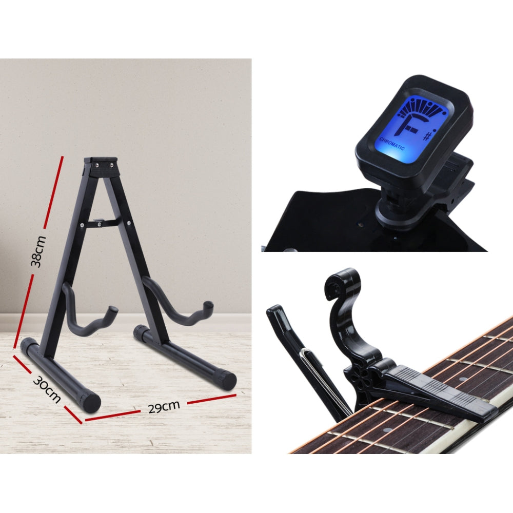 41 Inch Wooden Acoustic Guitar with Accessories set Black