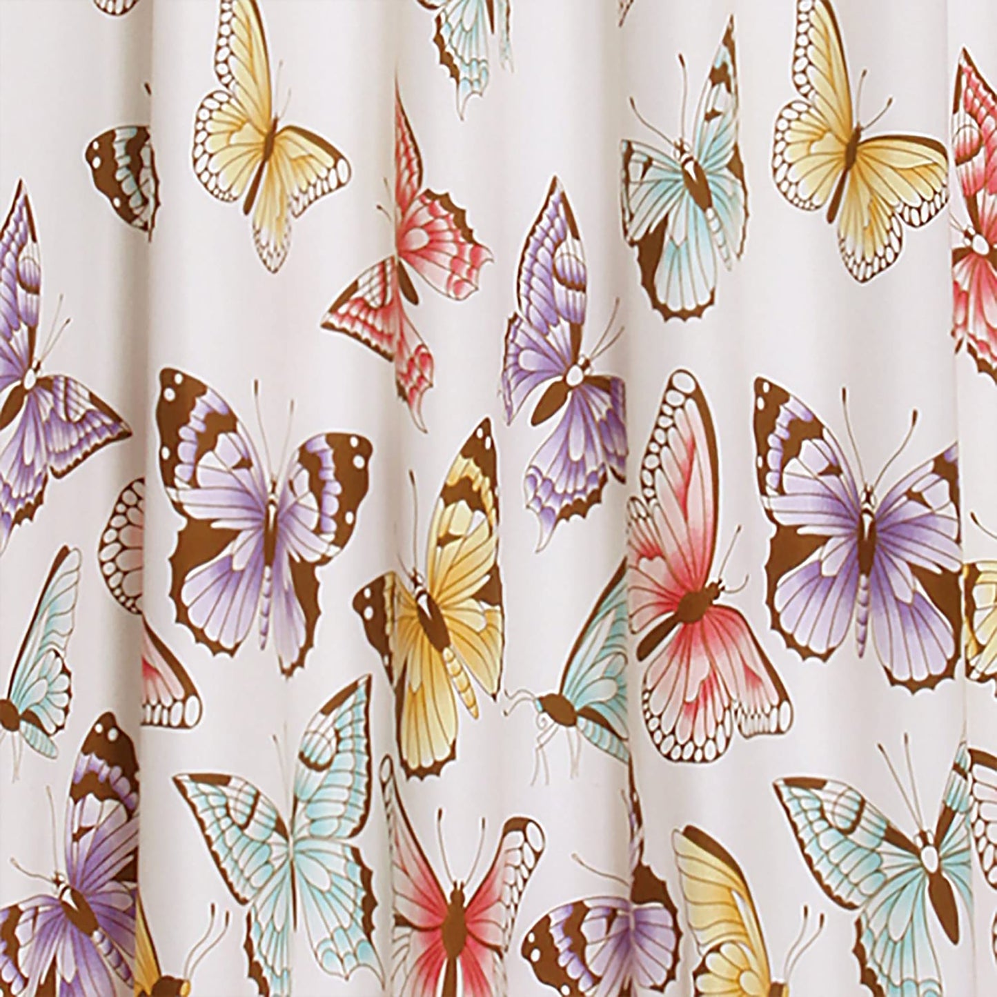 Butterfly Ruffle Print Window Curtain Panel Set 84 x 52 inch - Pink