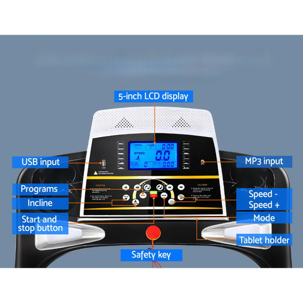 Electric Treadmill Auto Incline Home Gym Run Exercise Machine with Sit Up Bar - 18 Speed Levels