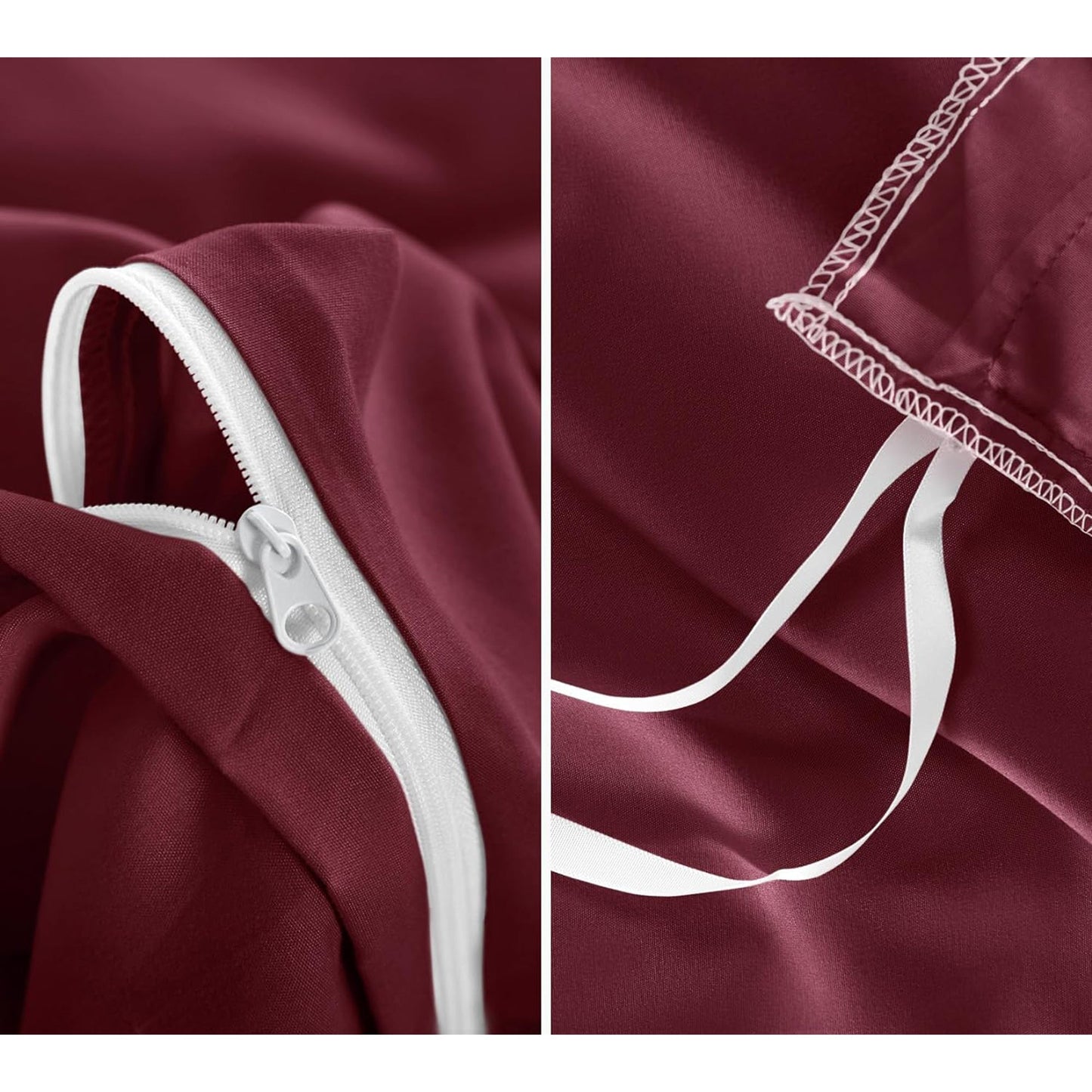 1000TC Ultra Soft Microfiber Duvet Doona Cover Bedding Quilt Cover Set - Burgundy