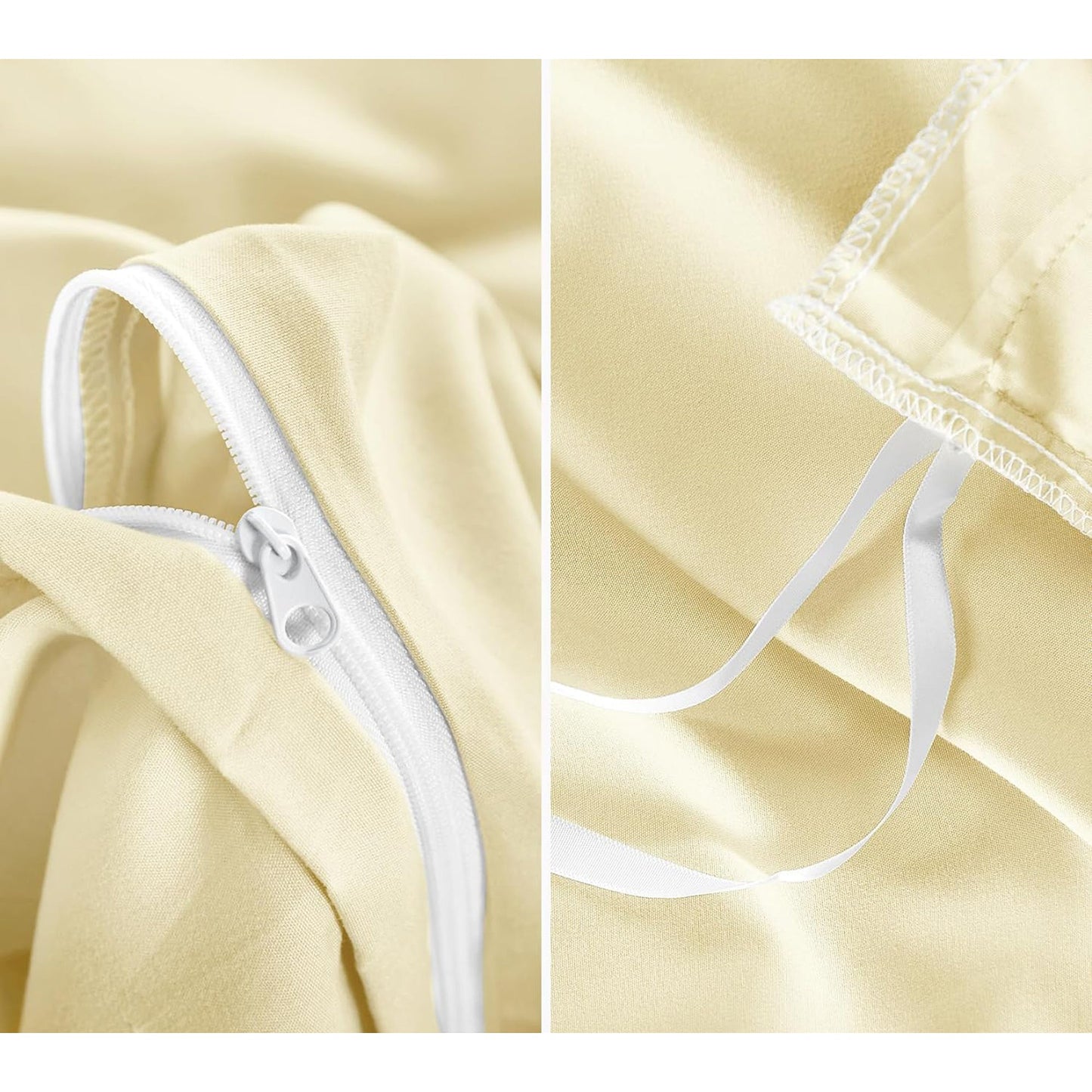 1000TC Ultra Soft Microfiber Duvet Doona Cover Bedding Quilt Cover Set - Yellow Cream