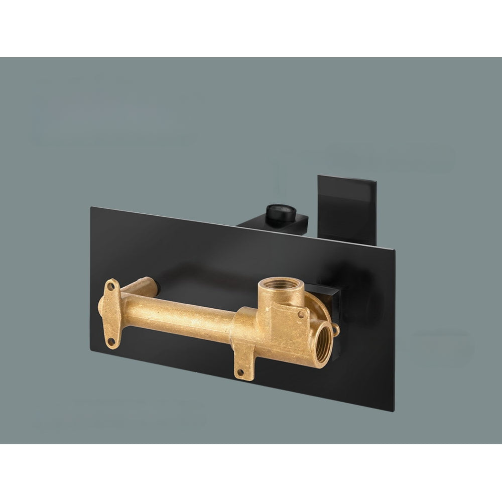 WELS Bathroom Tap Wall Square Black Basin Mixer Taps Vanity Brass Faucet