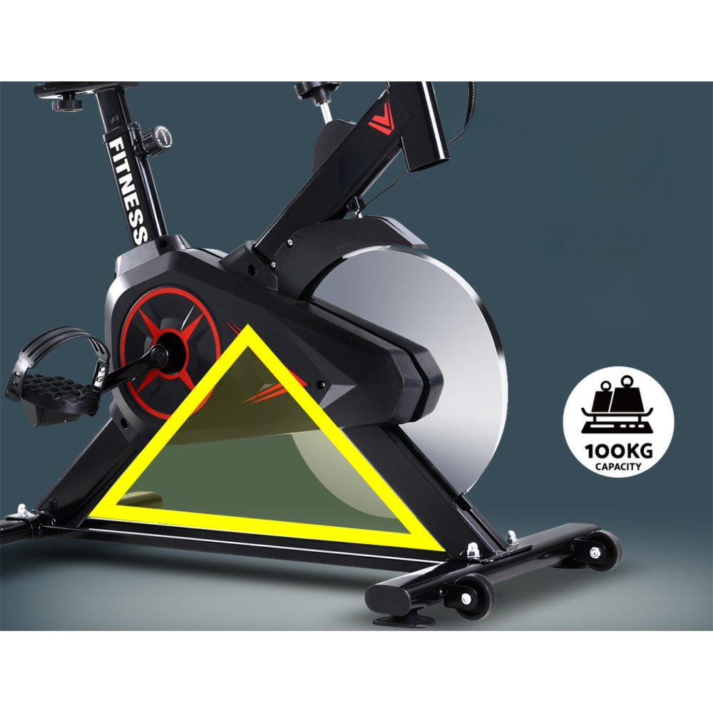 Spin Exercise Bike Flywheel Fitness Commercial Home Workout Gym Phone Holder Black