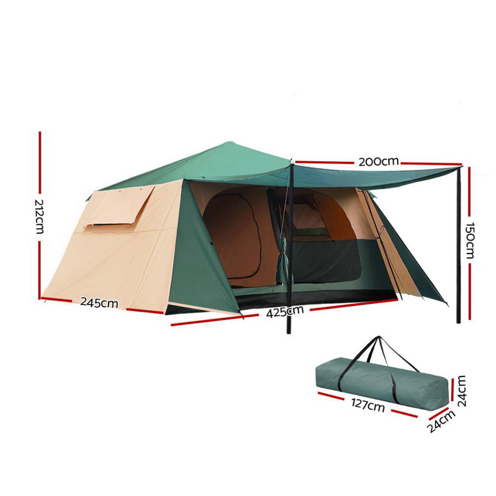 Camping Tent Pop Up Family Hiking Beach Dome - Fits 8 Person