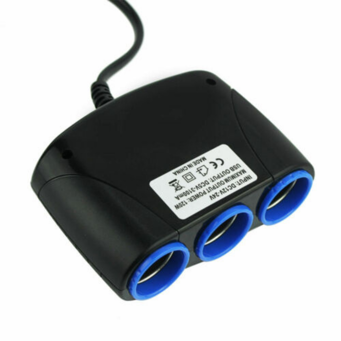3 Way DC Car Charger Multi Socket with USB Ports