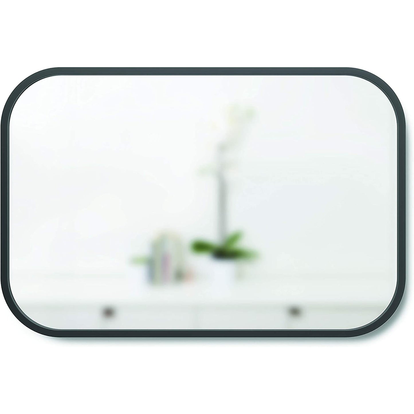 Rectangular Mirror with Rubber Frame Modern Decor for Entryways and More 24x36 Inch - Black
