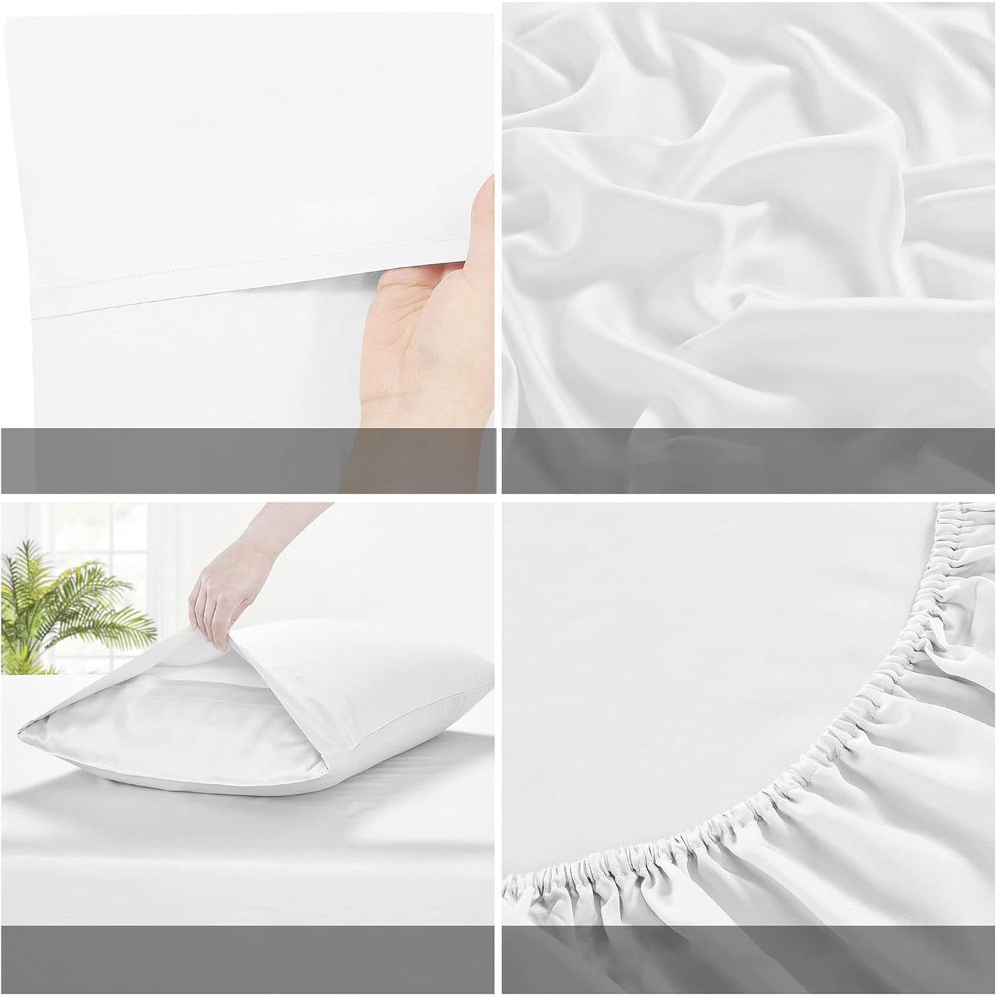 100% Bamboo Luxuriously Breathable and Silky Soft Bed Sheet Set - White