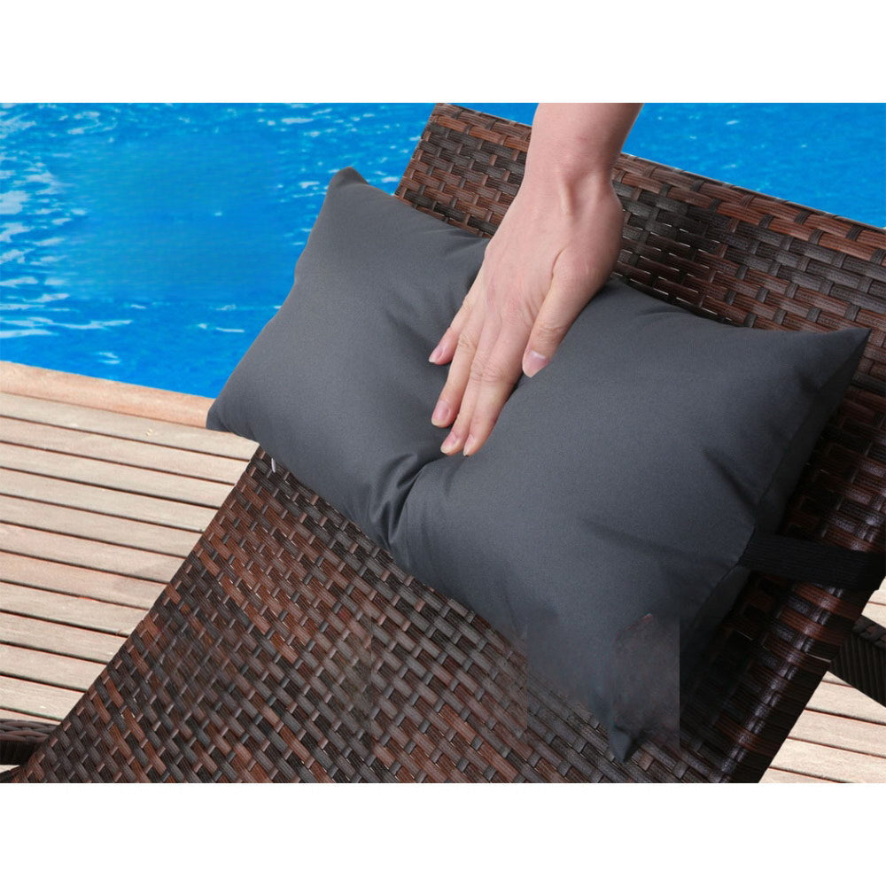 Sun Lounge Outdoor Wicker Lounger Rattan Garden Patio Set of 2 - Brown