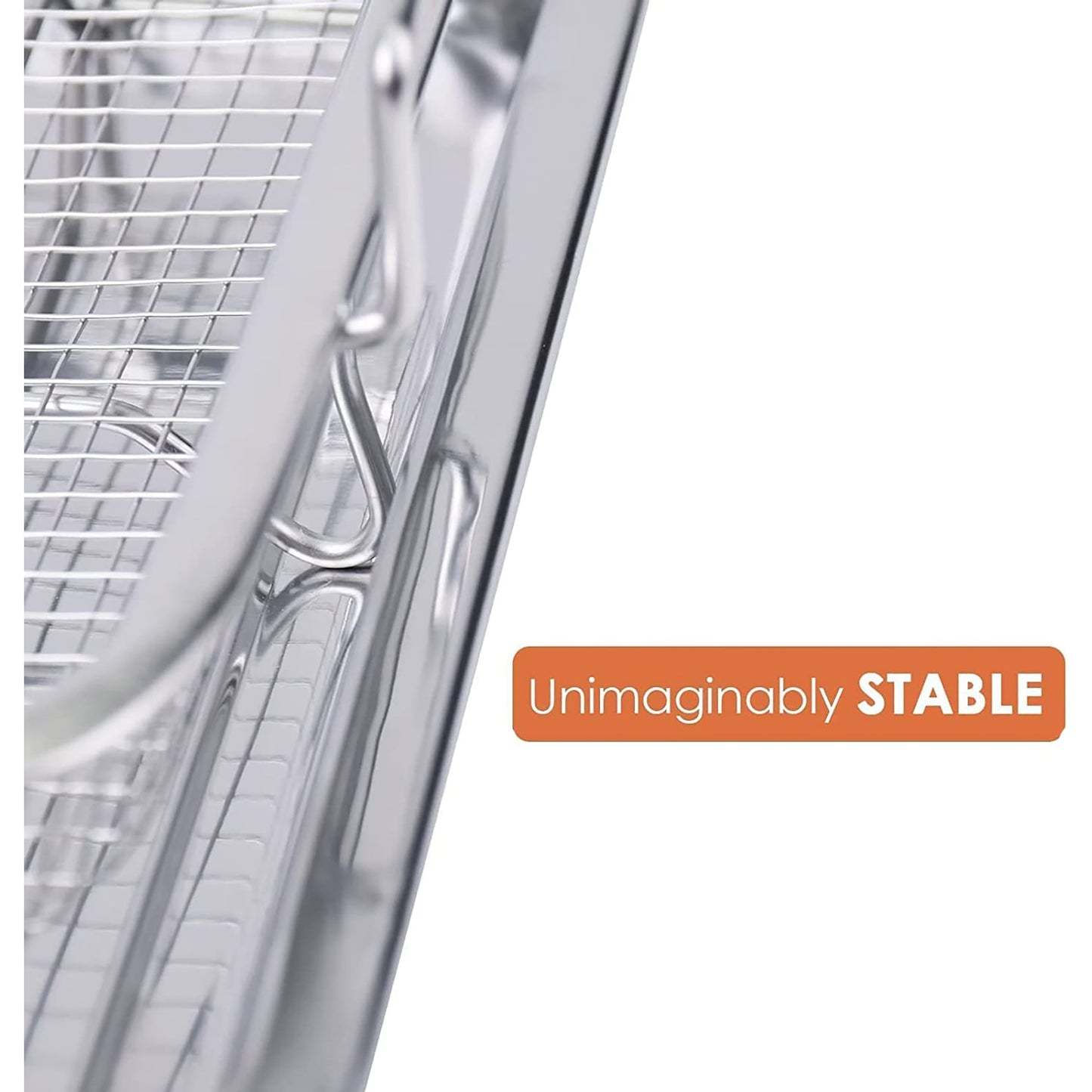 2 Piece Stainless Steel Air Fryer Basket Set for Oven 32x22 cm - Silver