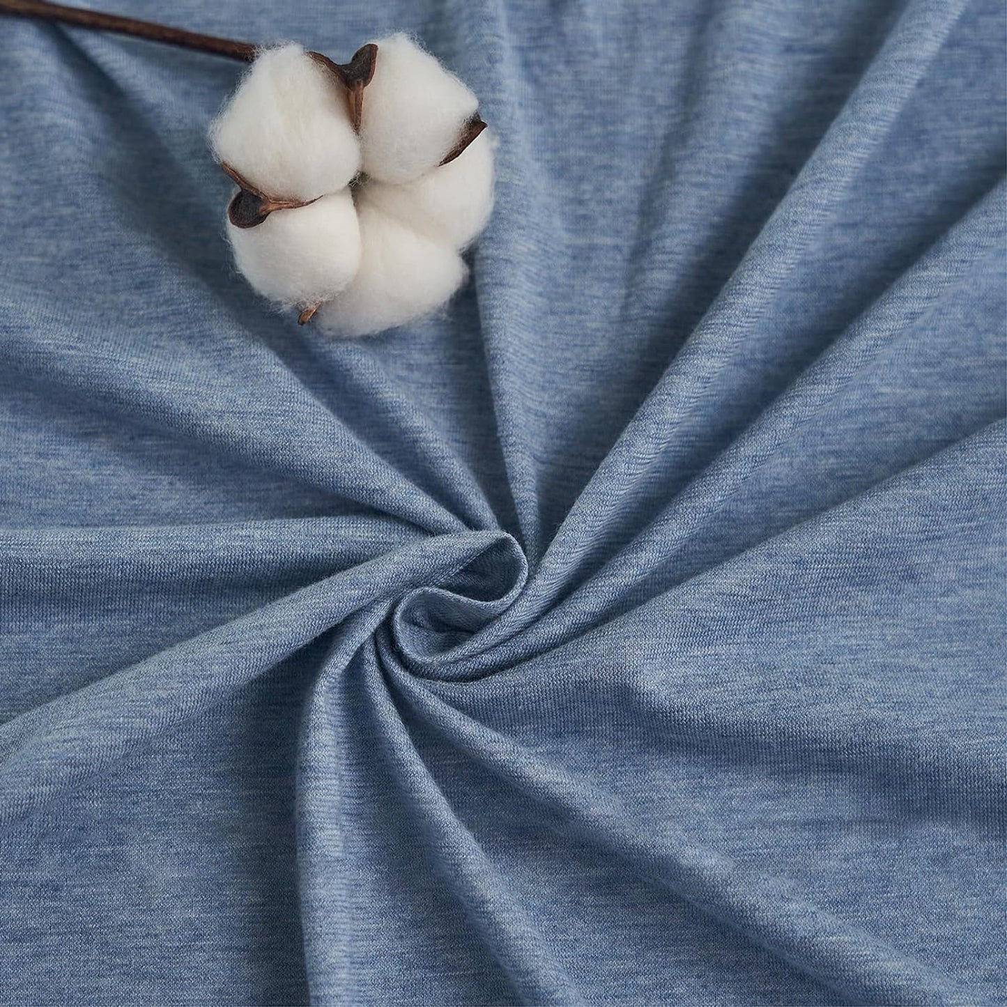 Breathable Skin-Friendly Ultra Soft Cotton Jersey Bed Sheet Set - Blue Chambray Marle