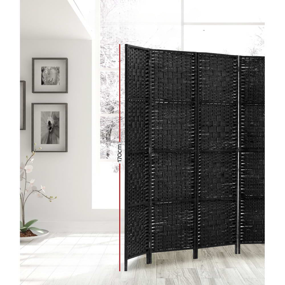 8 Panel Room Divider Screen Privacy Timber Foldable Dividers Stand Black