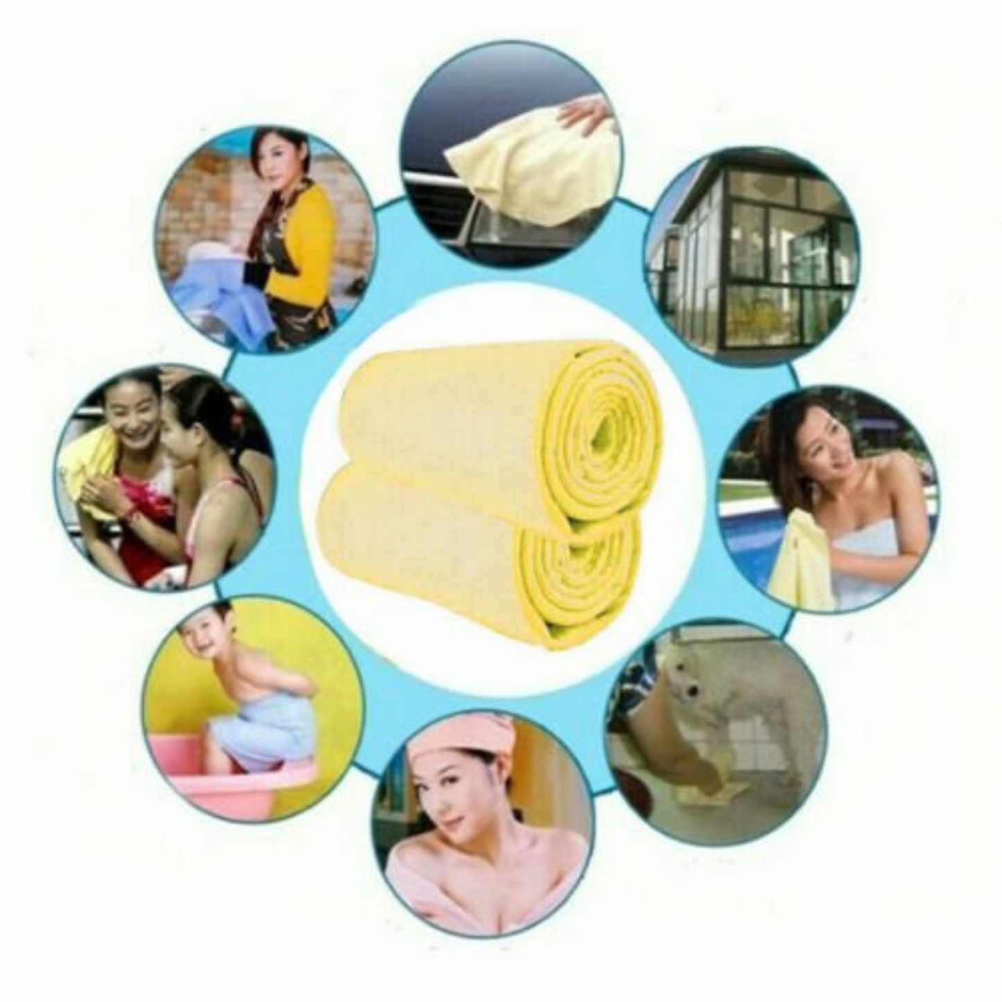 2pcs Large Size Chamois Towel PVS Multi-Use for Car Home Office Pet Garden