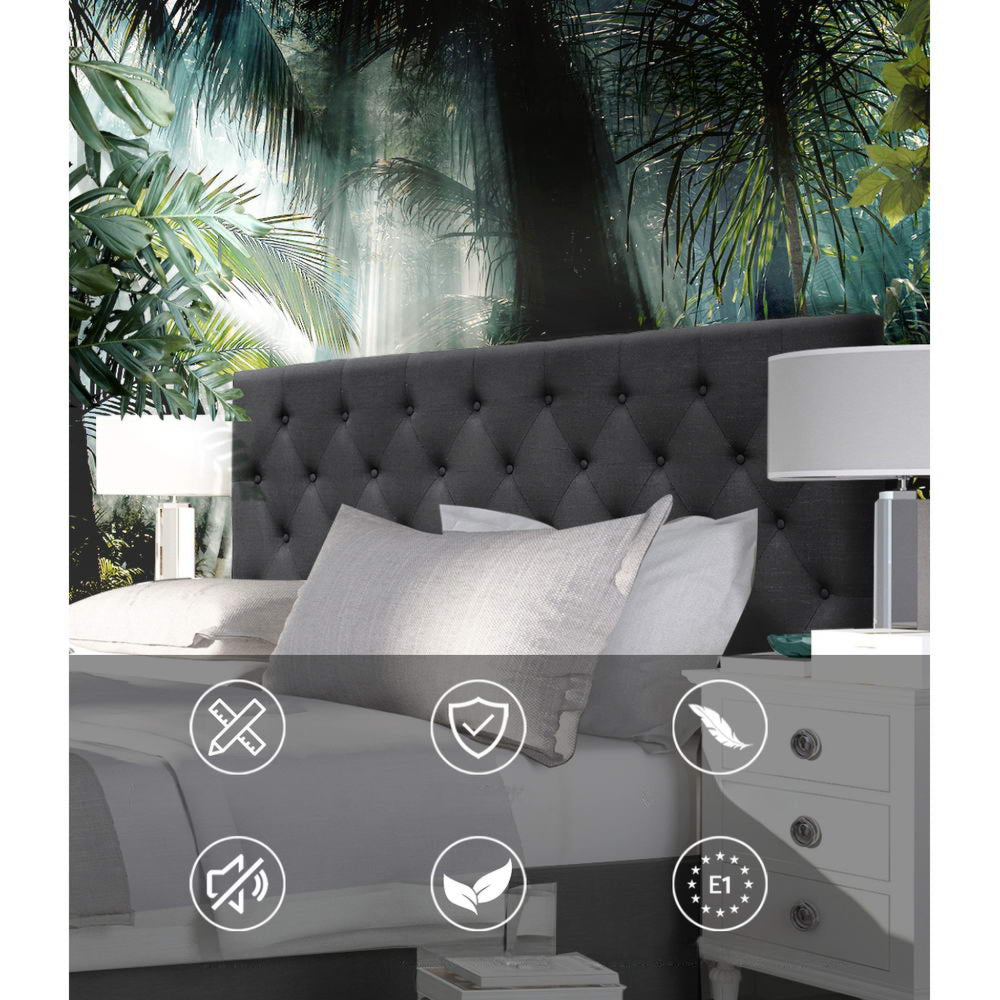 Bed Head Headboard Queen Size Bedhead Fabric Frame Base Charcoal