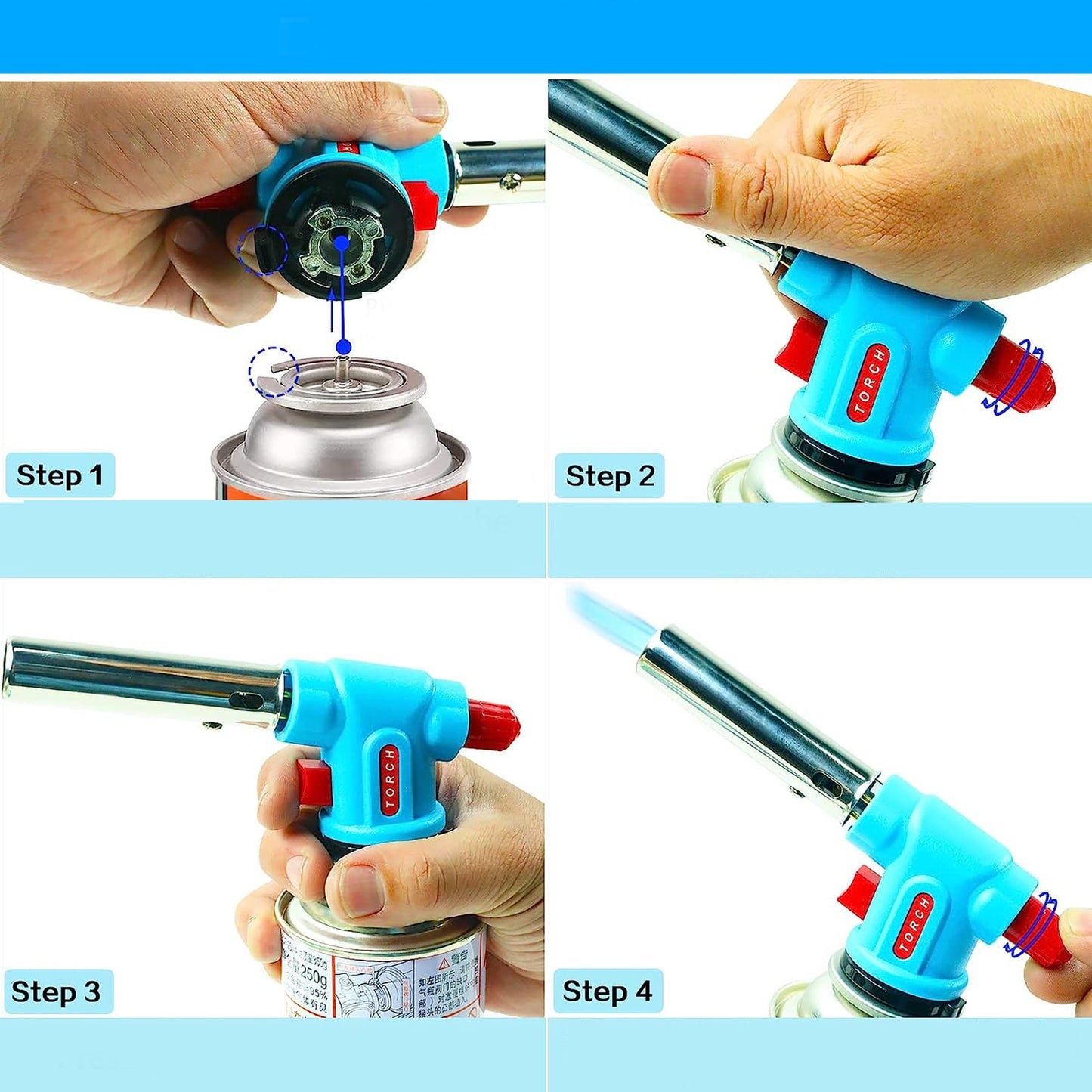 Multiple Use Butane Torch Kitchen Blow Lighter with Adjustable Flame