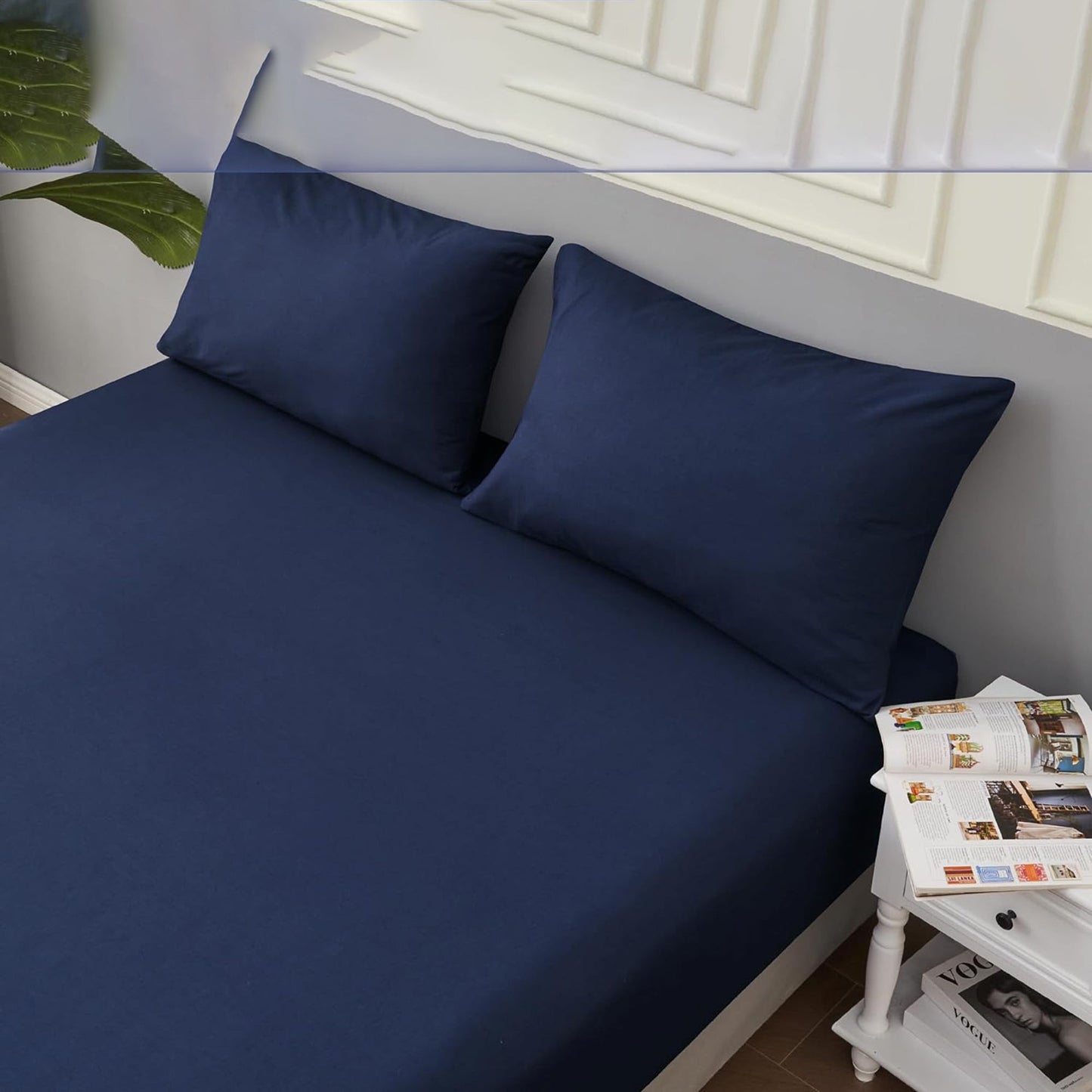 1200TC Sateen Weave Premium 100% Cotton Fitted Sheet - Navy