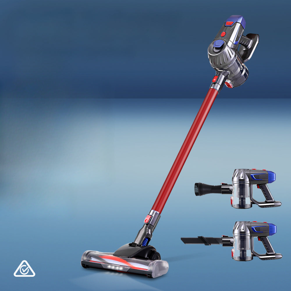 Handheld Vacuum Cleaner Cordless Stick Handstick Vac Bagless 2-Speed Headlight Red