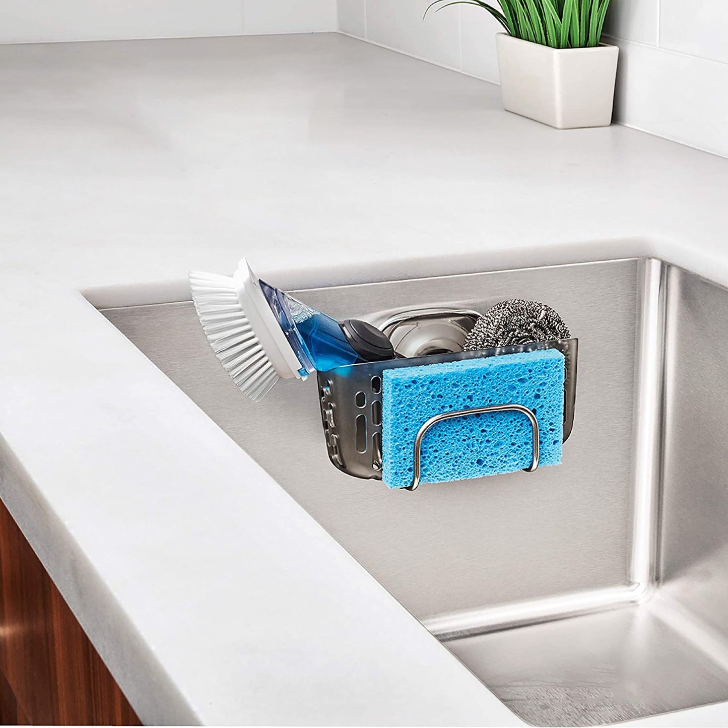 Stainless Steel Large Capacity Stronghold Suction Sink Caddy