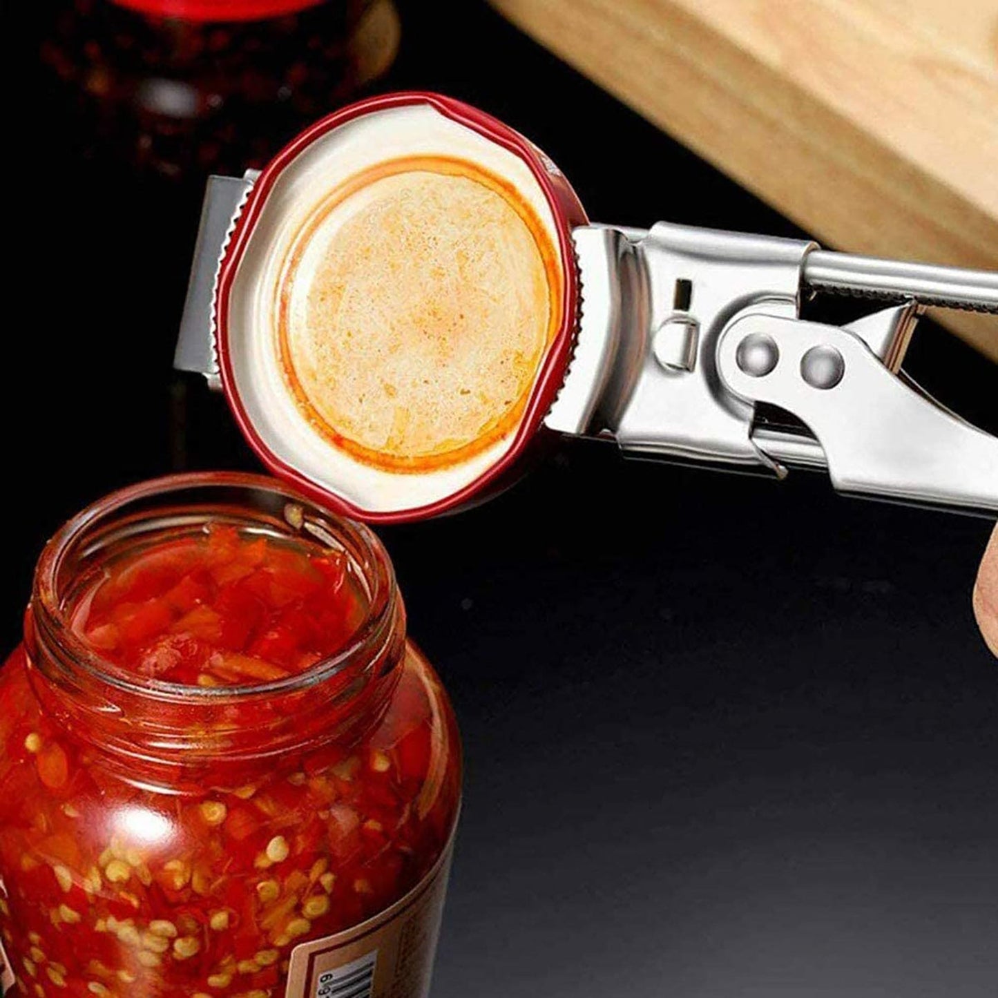 Adjustable Multifunctional Stainless Steel Can Opener Jar Lid Gripper - Silver