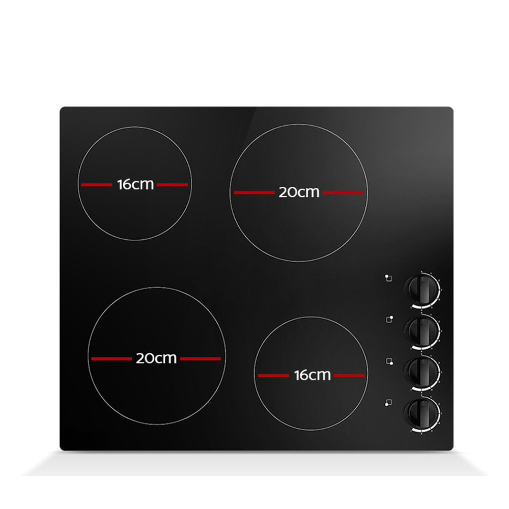 Ceramic Cooktop 60cm Electric Kitchen Burner Cooker 4 Zone Knobs Control