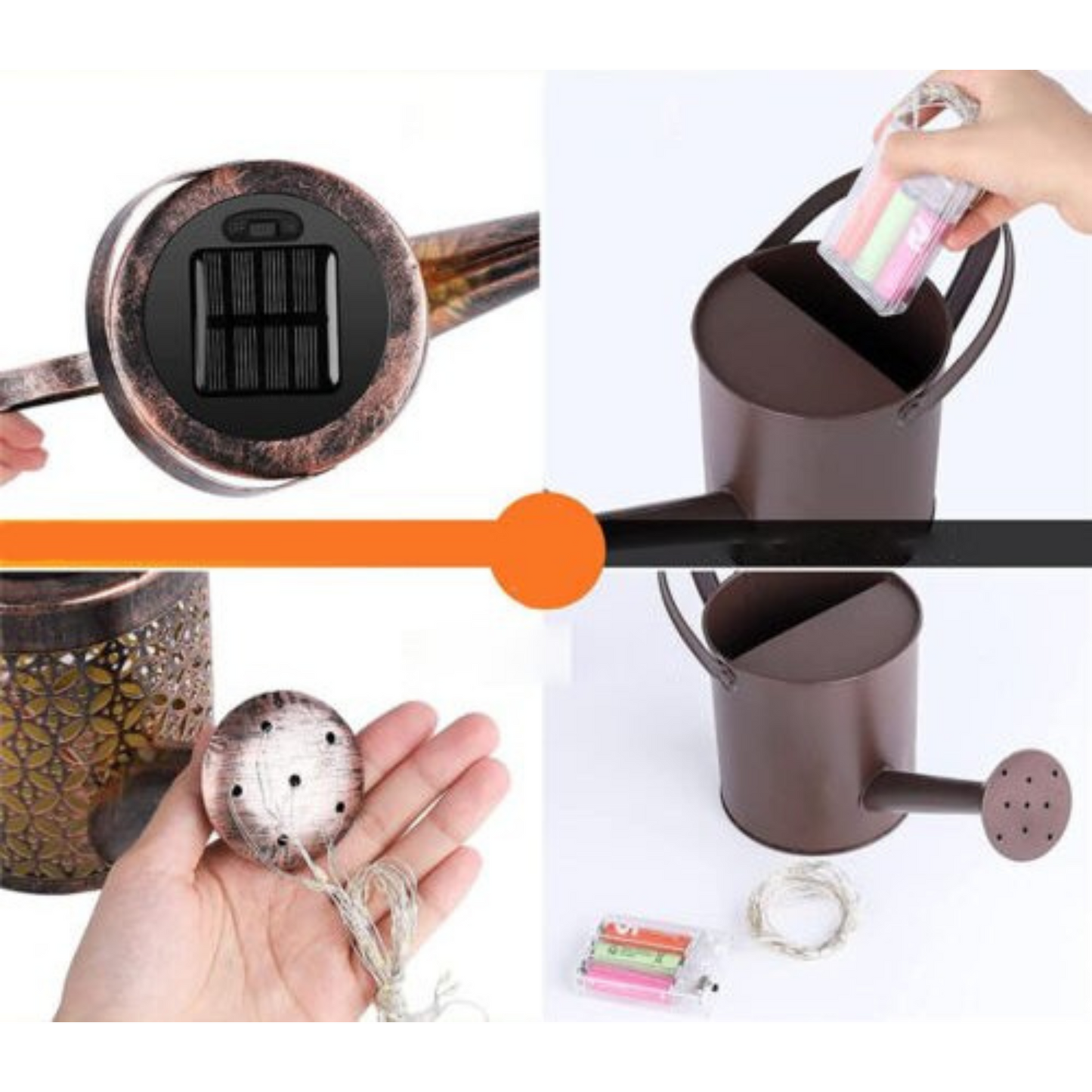 Solar LED Watering Can Fairy String Light Outdoor Garden Decor Waterfall Lamp