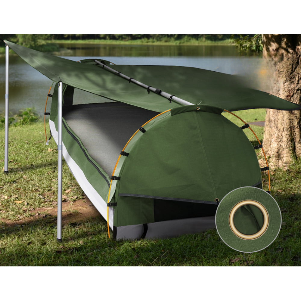 Double Camping Swags Canvas Free Standing Dome Tent - Celadon