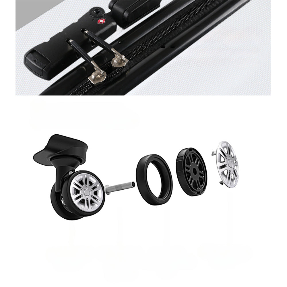 3pcs Luggage Trolley Set Travel Suitcase TSA Hard Case White