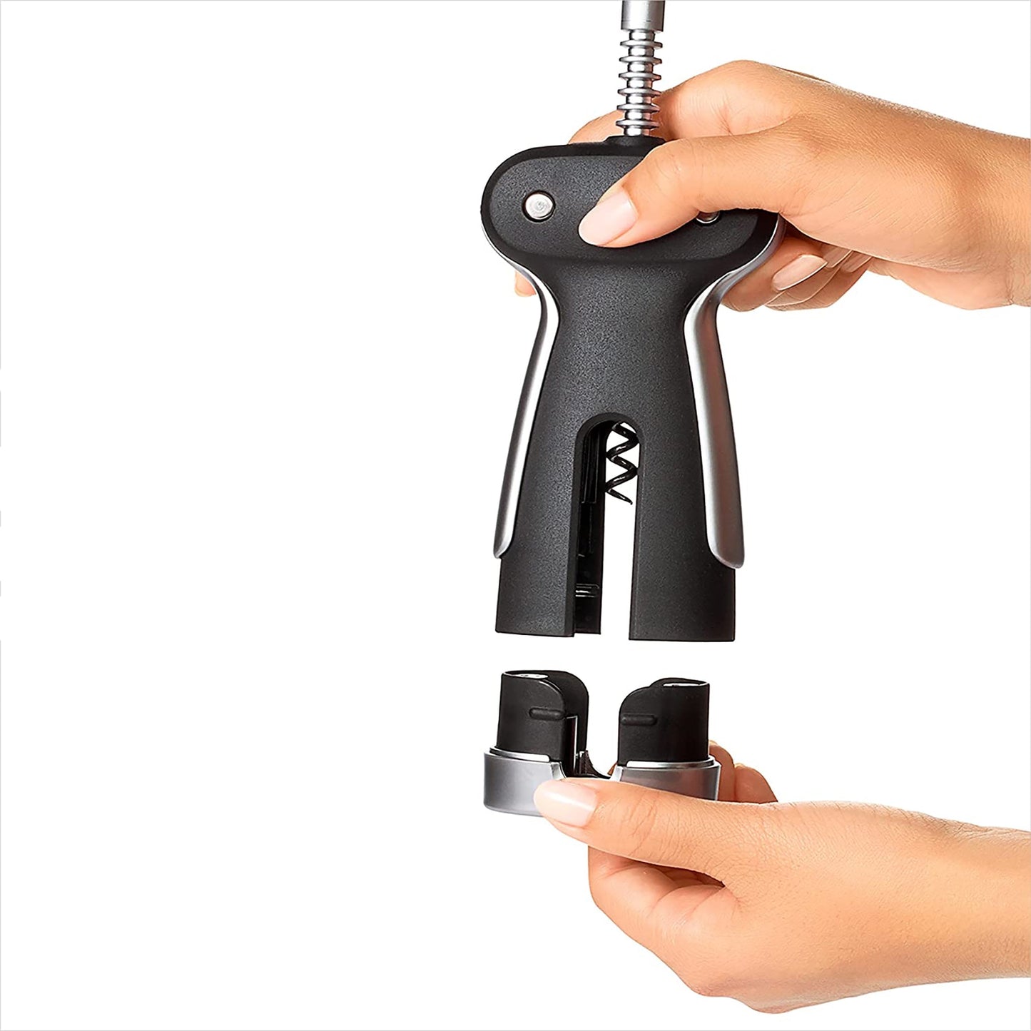 Non Stick Steel Corkscrew with Removable Cutter - Black