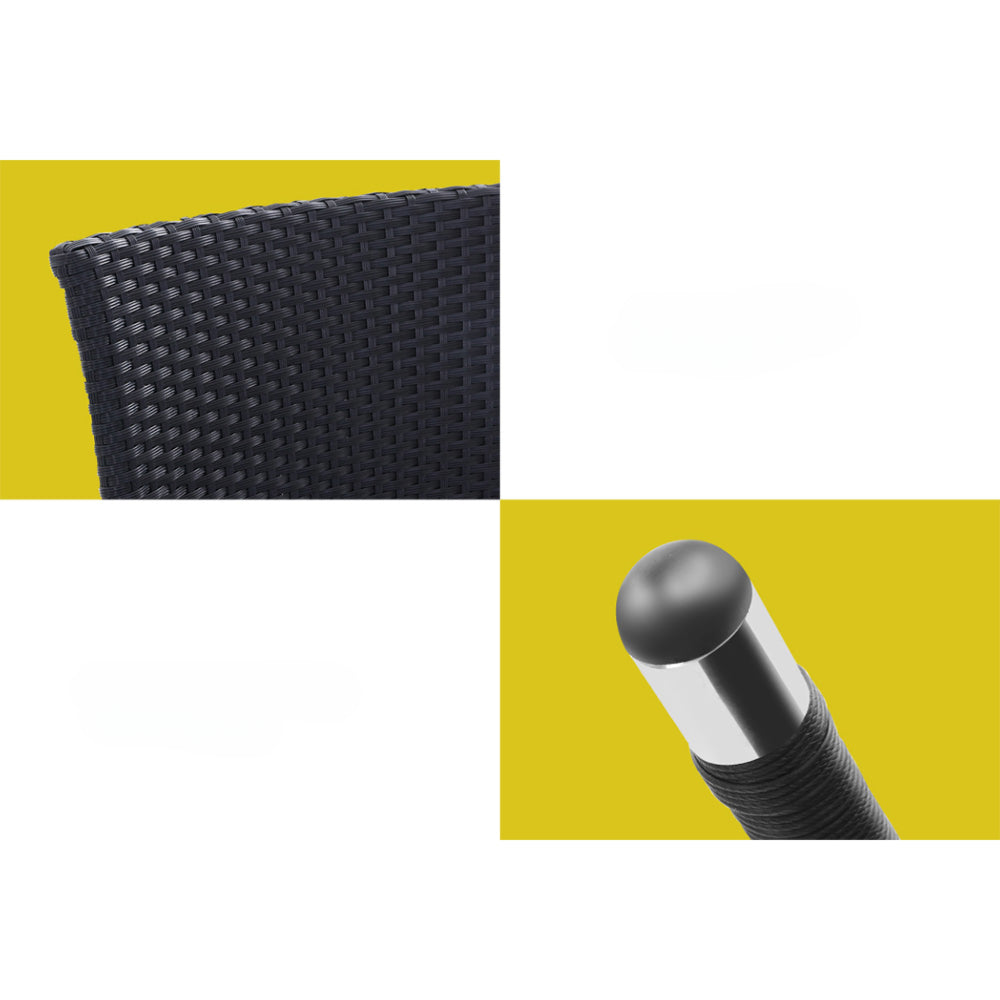 Outdoor Furniture Patio Wicker Chairs Table Set Black - Set of 3