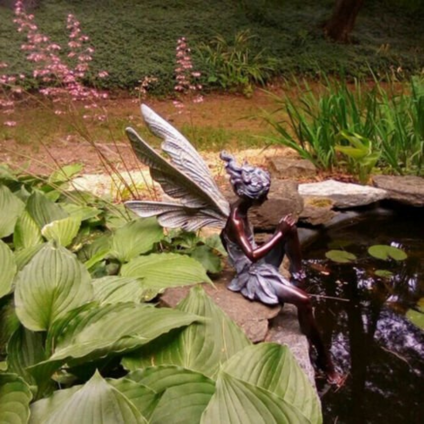 Outdoor Resin Fairy Statue Sitting Fairy Garden Ornament Sculpture Decor