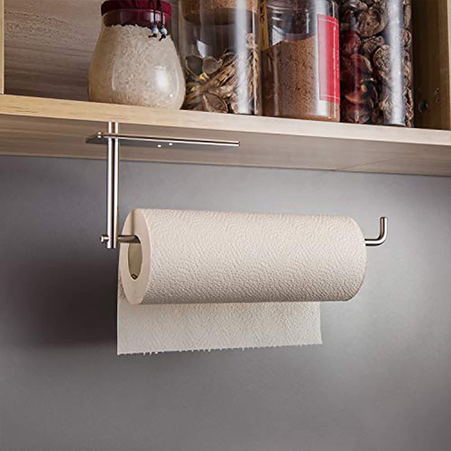 Drill Mount Stainless Steel Paper Towel Holder Rack - Silver