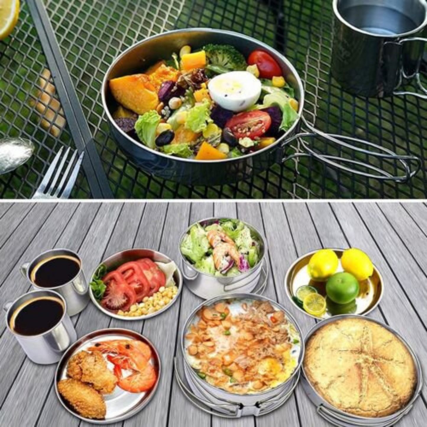 8pcs Portable Camping Cookware Set Outdoor Hiking and Family Picnic Pot and Pan Kit